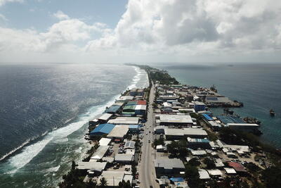 The narrow Majuro Atoll - the capital of the Marshall Islands